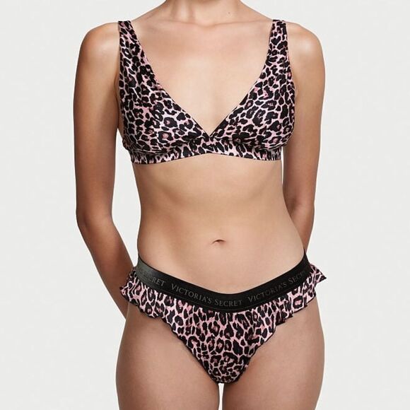Victoria’s Secret LUXE Set 100% SILK bralette & High Waist Ruffle thong Set L - Picture 6 of 6